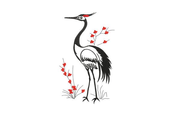 Red Crowned Crane Bird Embroidery Design Review